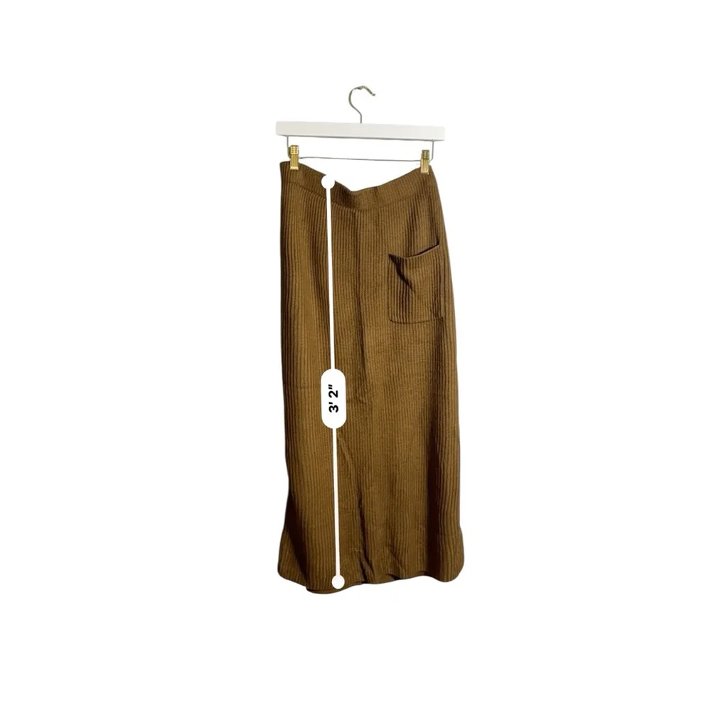 XXL Women's CHOU YATOU 2 pc Brown Ribbed Knit Turtleneck Sweater & Skirt Set - Picture 8 of 8